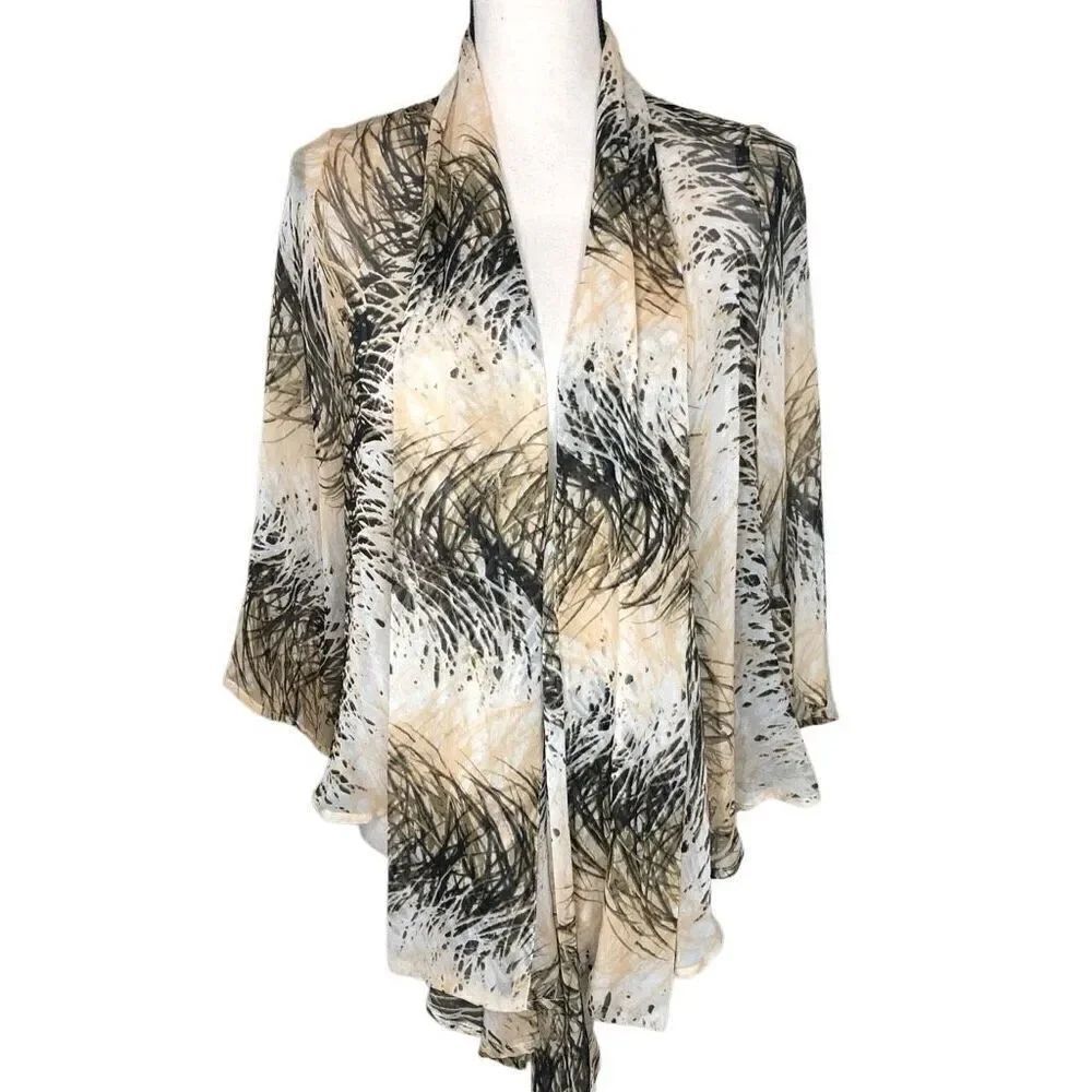 Pure Sugar Coastal Grandma Sheer Silk Waterfall Open Jacket/Top Size S